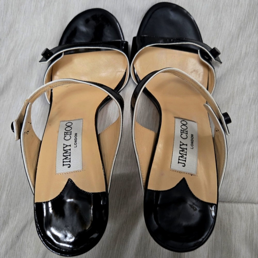 Jimmy Choos black leather heels